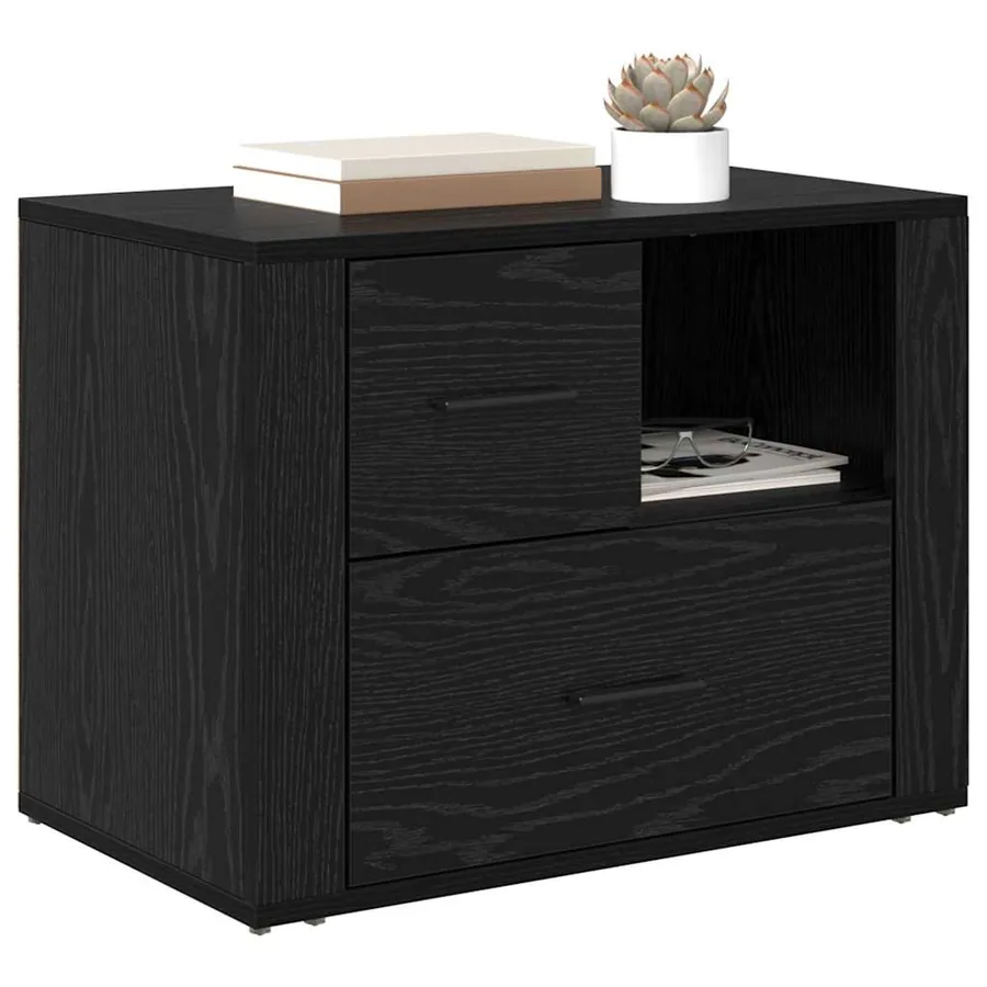 Cabinet de chevet Chêne noir 35 x 60 x 50 cm Bois d'ingénierie - 3