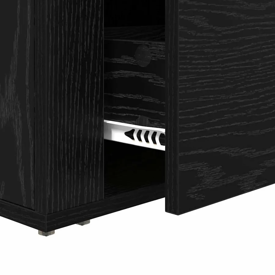 Cabinet de chevet Chêne noir 35 x 60 x 50 cm Bois d'ingénierie - 9