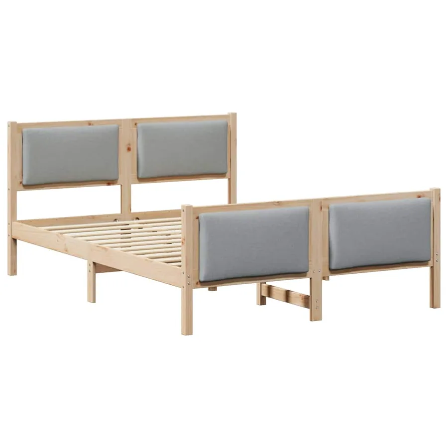 Cadre de lit avec tête de lit Gris clair 140 x 190 cm tissu - 2