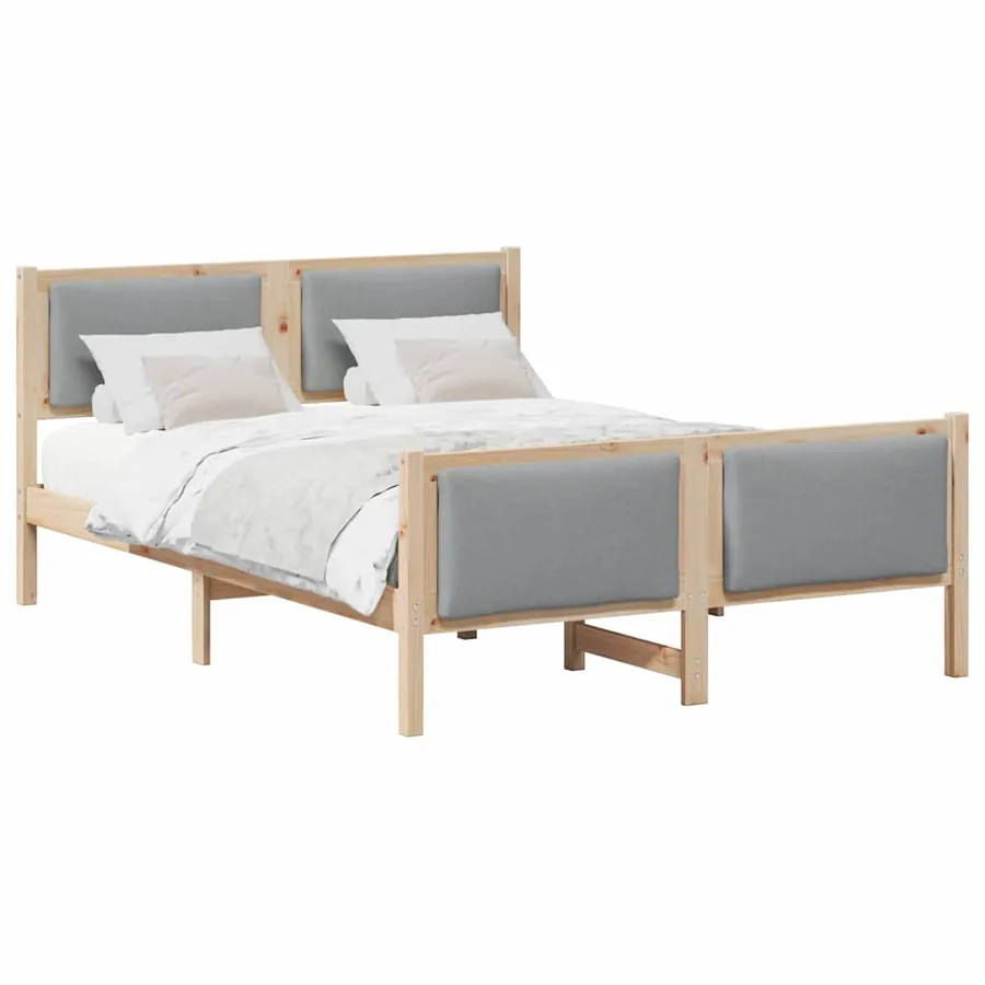 Cadre de lit avec tête de lit Gris clair 140 x 190 cm tissu - 3