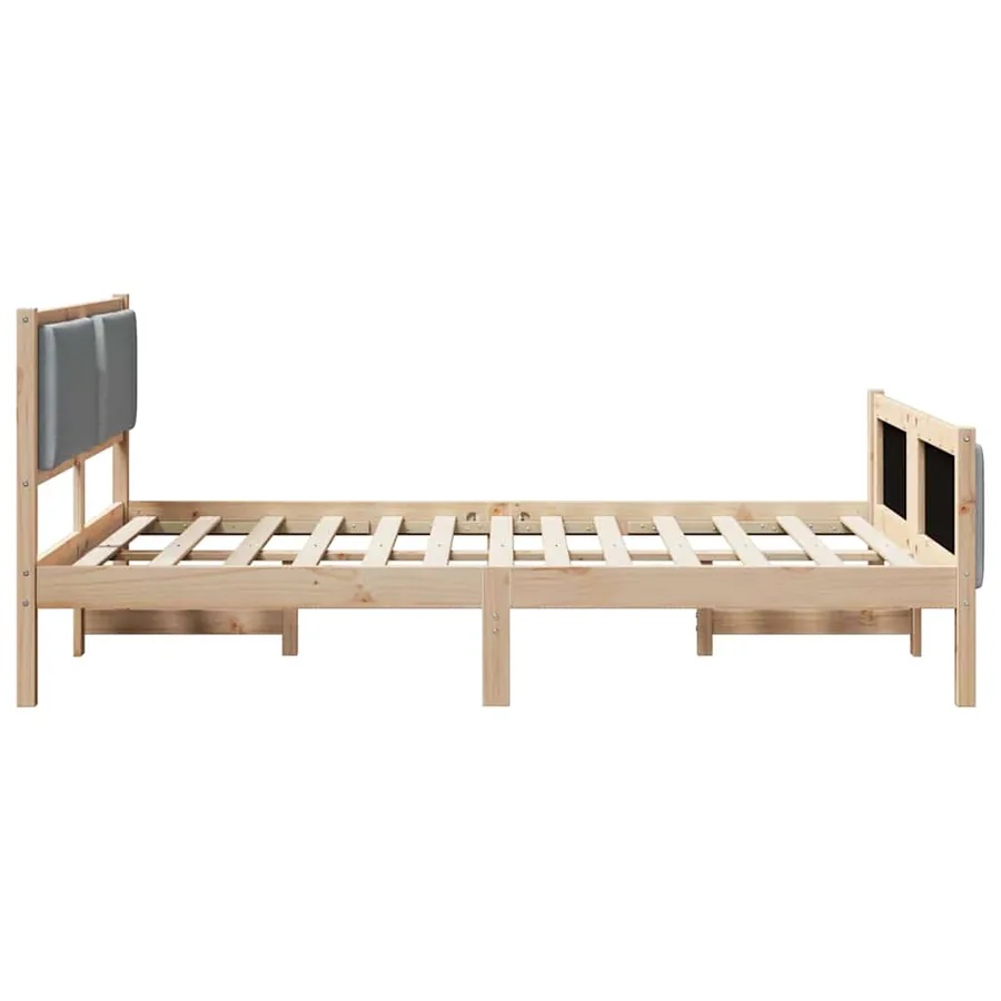 Cadre de lit avec tête de lit Gris clair 140 x 190 cm tissu - 6