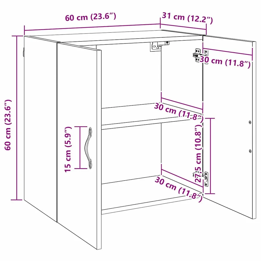 Armoire Murale 60 x 31 x 60 cm Bois d'ingénierie - 12