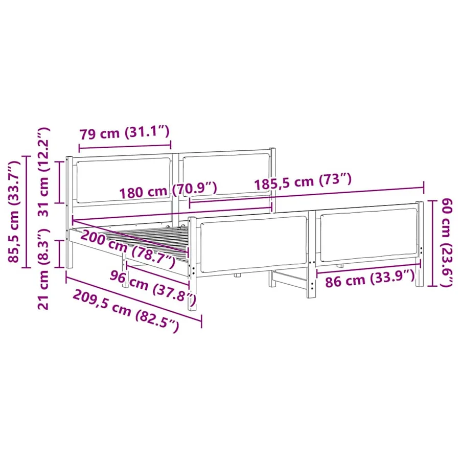 Cadre de lit avec tête de lit Gris clair 180 x 200 cm tissu - 11