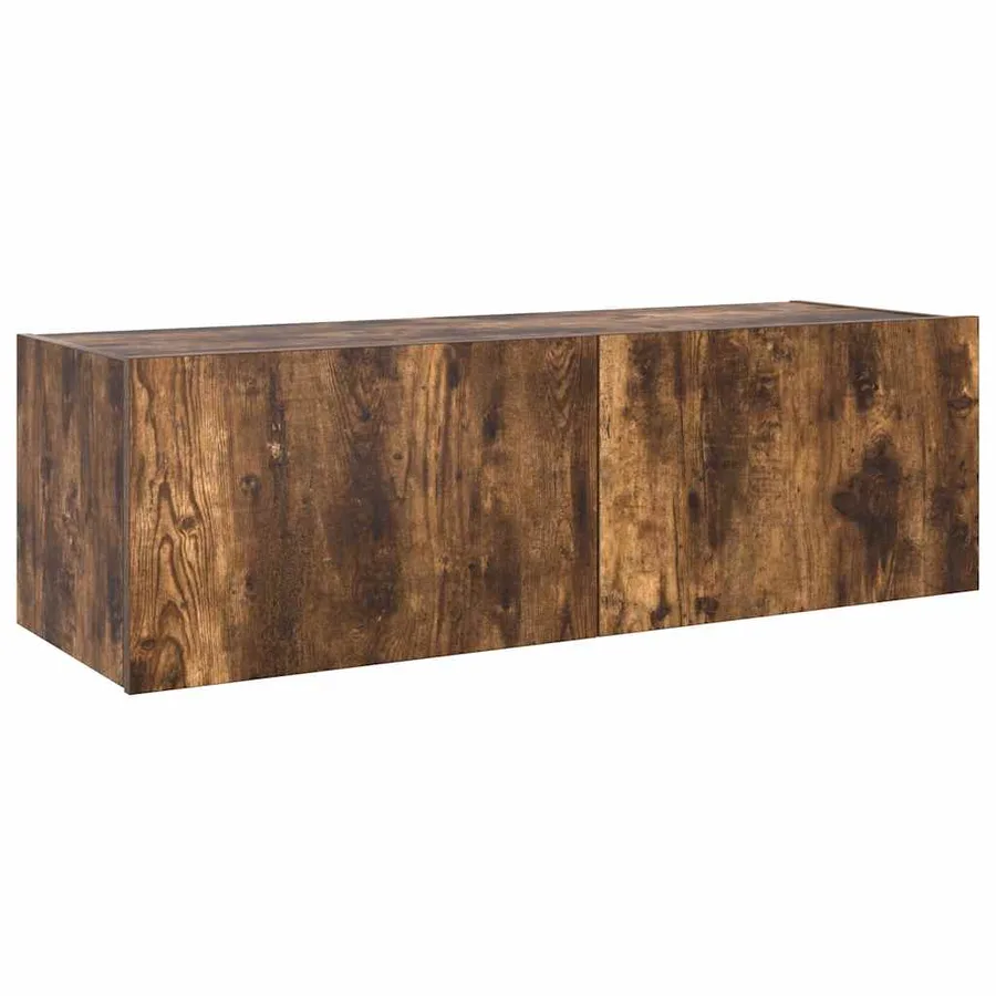 Meuble TV mural avec lumières LED chêne fumé 100x35x31 cm - 3