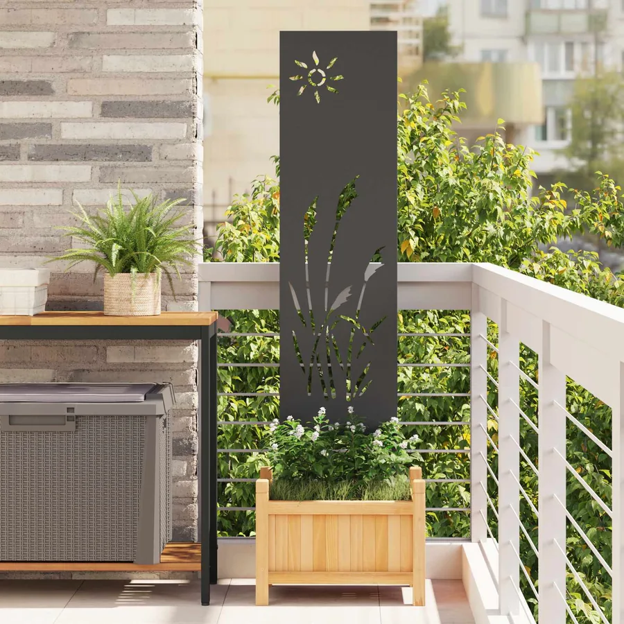 Écran de confidentialité de jardin Fretwork Noir 32 x 140 cm