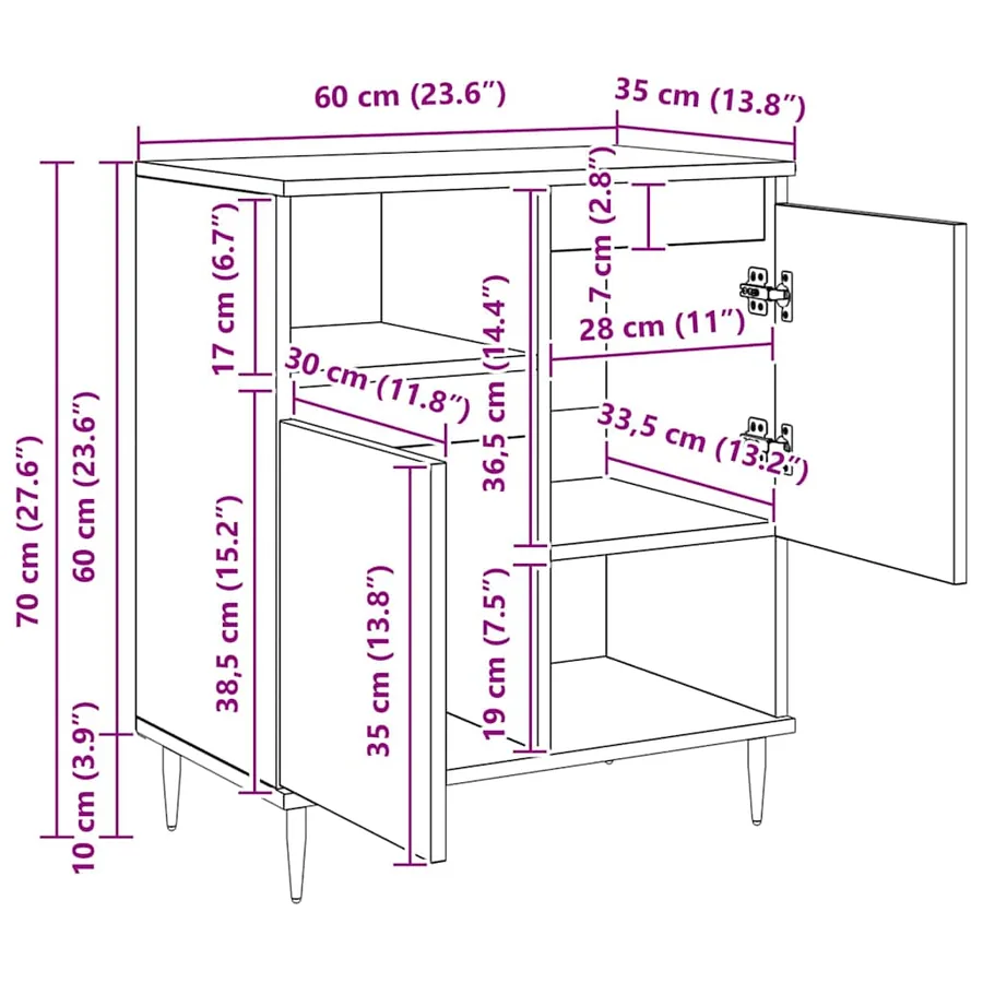 Buffet Chêne noir 60 x 35 x 70 cm - 15
