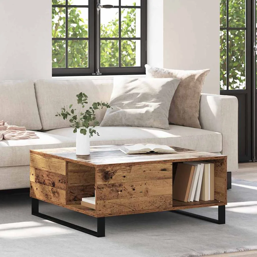 Table basse Bois Ancien 80 x 80 x 36,5 cm Bois d'ingénierie