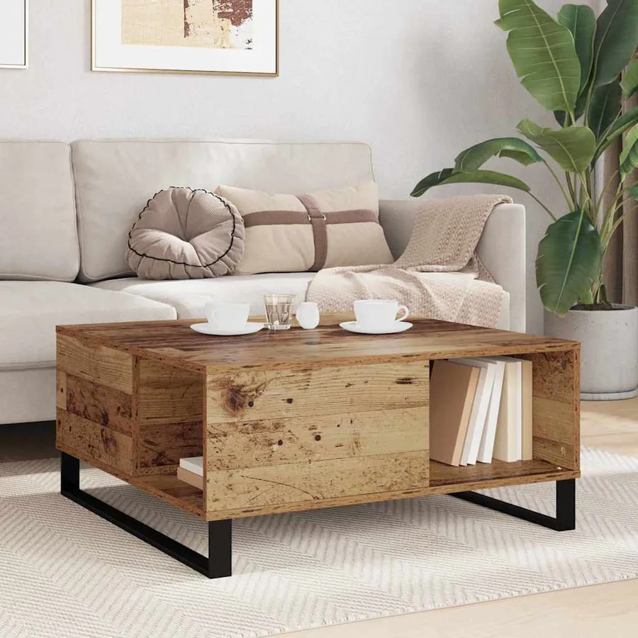 Table basse Bois Ancien 80 x 80 x 36,5 cm Bois d'ingénierie - 4