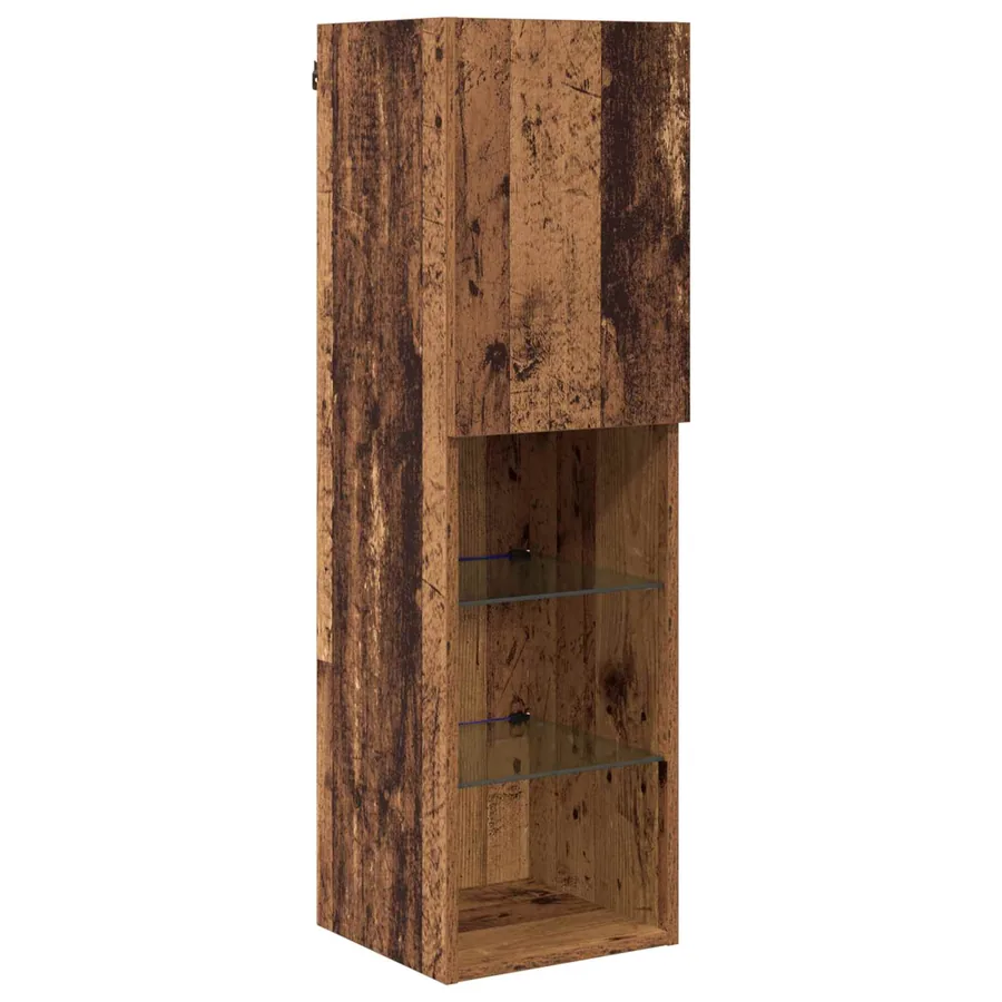 Unité murale de TV avec LED 4 pcs Bois ancien Bois d'ingénierie - 6