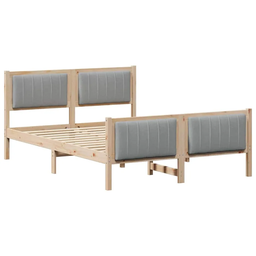 Cadre de lit avec tête de lit Marron et gris clair 135 x 190 cm - 2