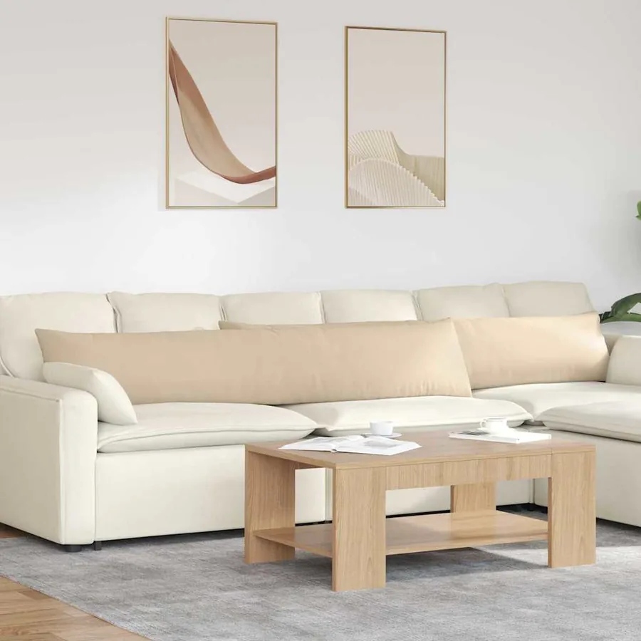 Coussins de canapé 2 pcs Crème 200 x 40 cm tissu