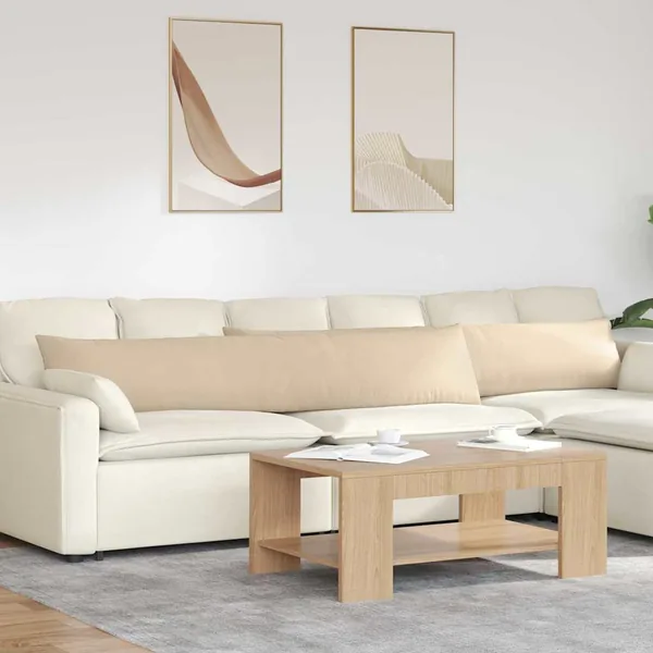 Coussins de canapé 2 pcs Crème 200 x 40 cm tissu