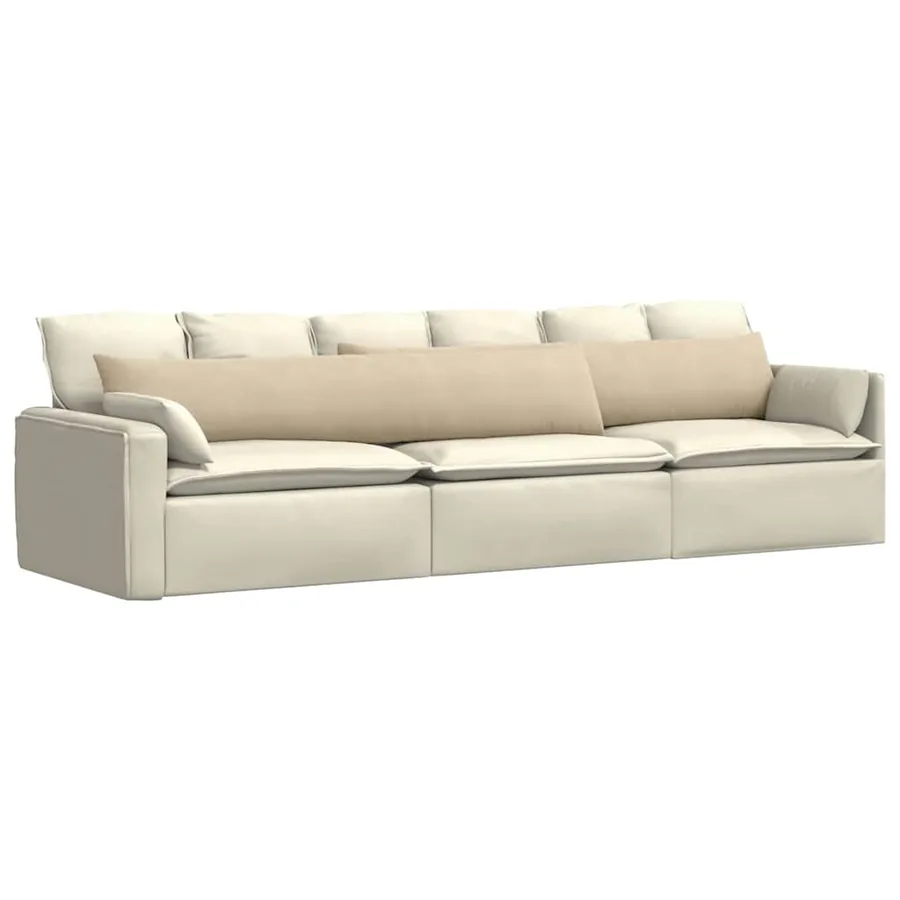 Coussins de canapé 2 pcs Crème 200 x 40 cm tissu - 3