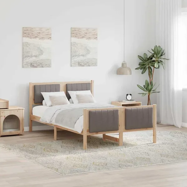 Cadre de lit Marron et taupe 120 x 200 cm Bois massif en pin
