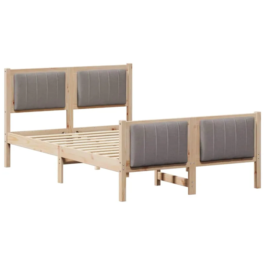 Cadre de lit Marron et taupe 120 x 200 cm Bois massif en pin - 2
