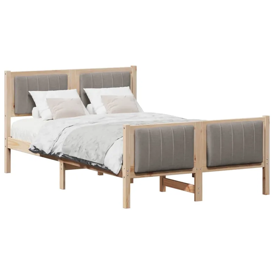 Cadre de lit Marron et taupe 120 x 200 cm Bois massif en pin - 3