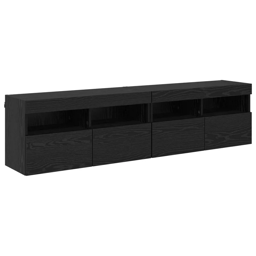 Unité murale de TV avec LED 4 pcs Chêne noir Bois d'ingénierie - 6