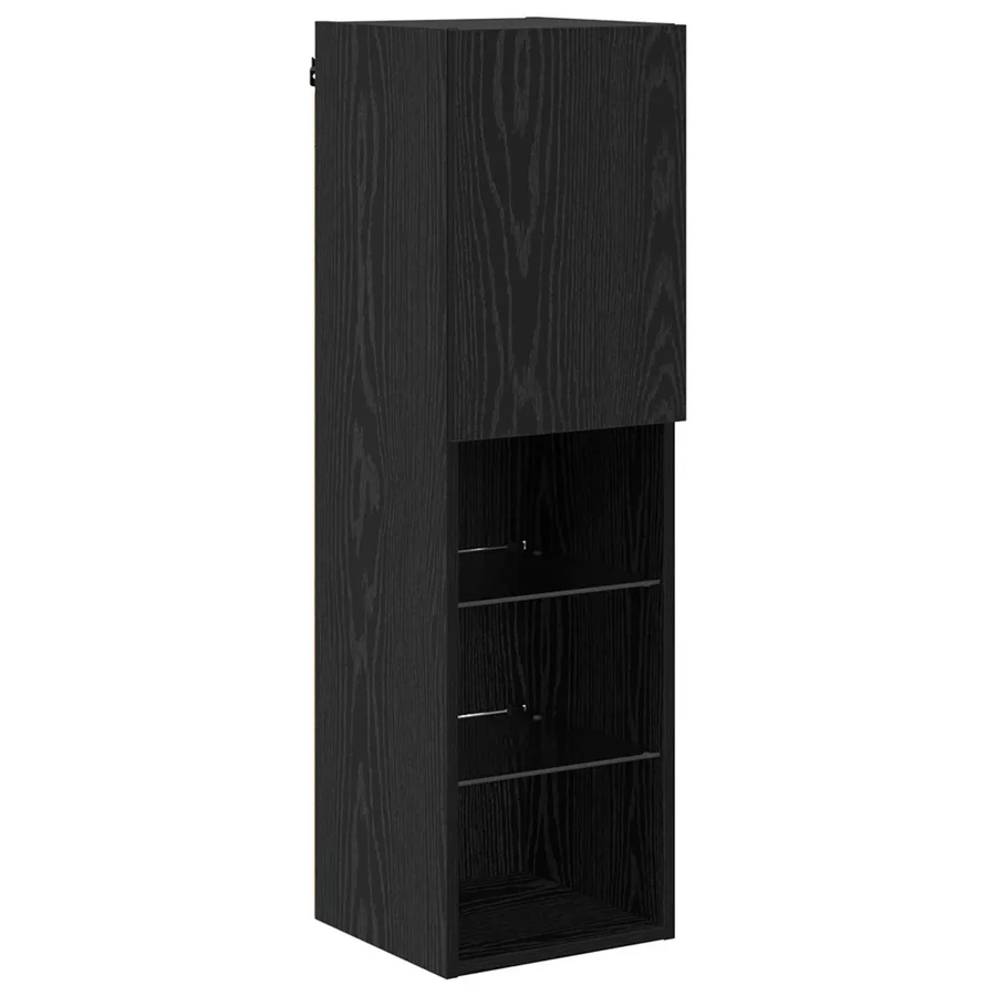 Unité murale de TV avec LED 4 pcs Chêne noir Bois d'ingénierie - 7