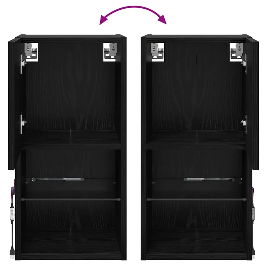 Meuble TV mural Chêne noir 30,5 x 30 x 60 cm Bois d'ingénierie - 15