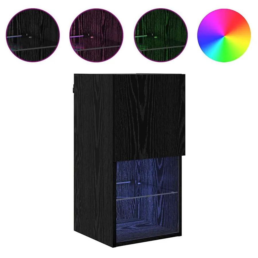 Meuble TV mural Chêne noir 30,5 x 30 x 60 cm Bois d'ingénierie - 4