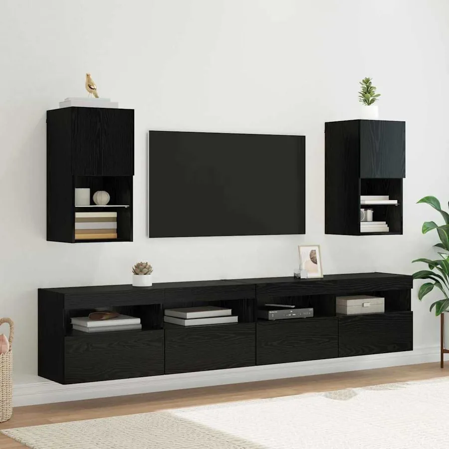 Meuble TV mural Chêne noir 30,5 x 30 x 60 cm Bois d'ingénierie - 6