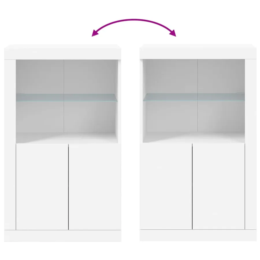 Armoire latérale avec éclairage LED blanc bois d'ingénierie - 10