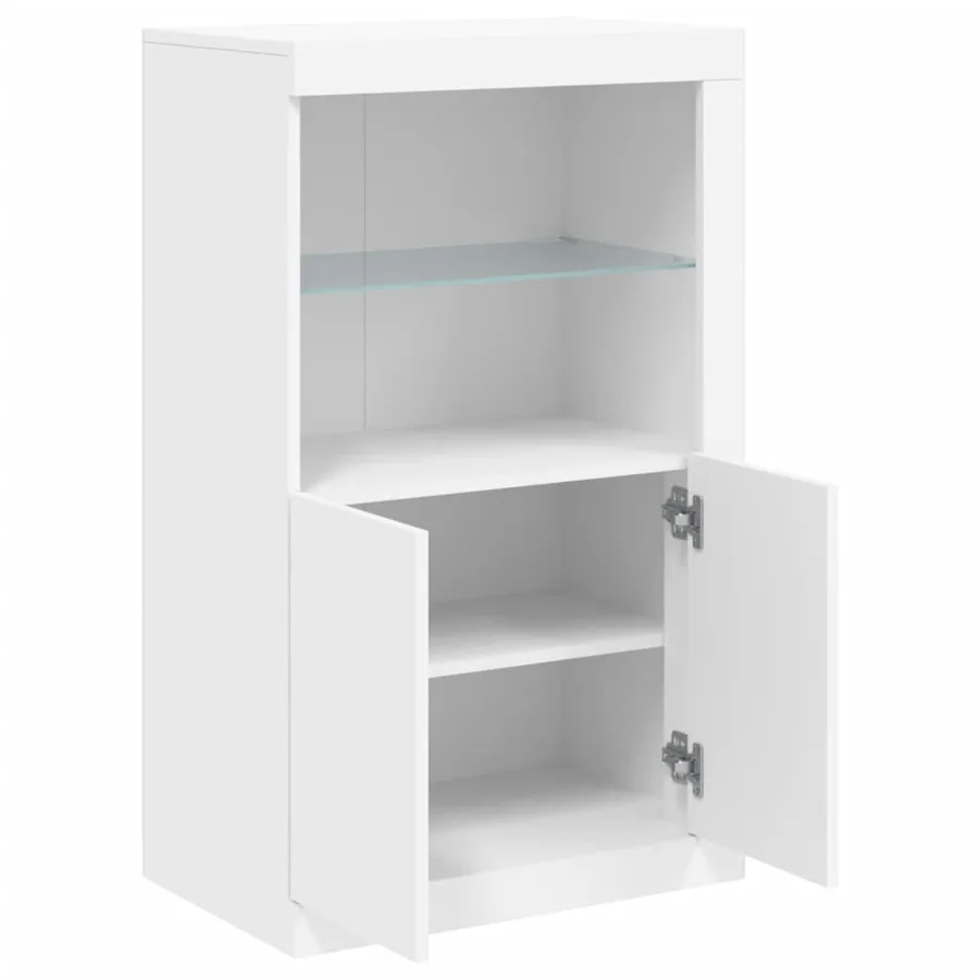 Armoire latérale avec éclairage LED blanc bois d'ingénierie - 6