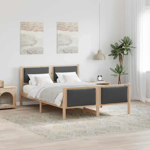 Cadre de lit avec tête de lit Gris foncé 150 x 200 cm tissu