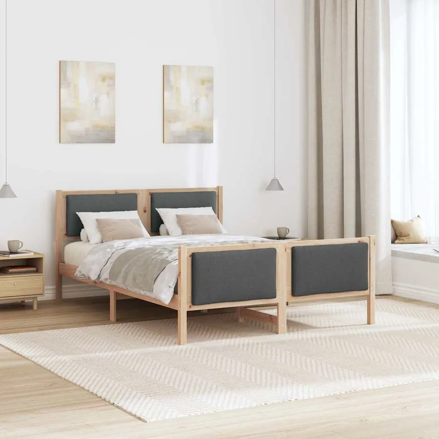Cadre de lit avec tête de lit Gris foncé 150 x 200 cm tissu - 4