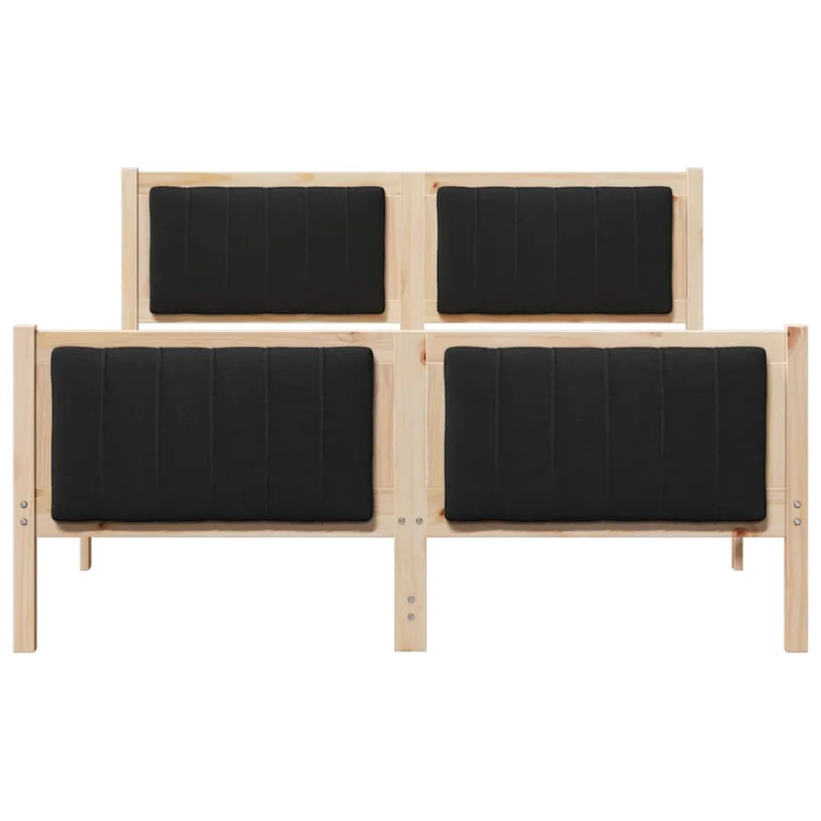 Cadre de lit Marron et noir 140 x 200 cm Bois massif en pin - 5