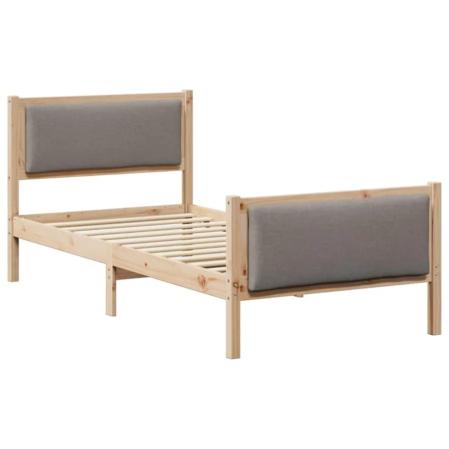 Cadre de lit avec tête de lit Taupe 90 x 200 cm tissu - 2