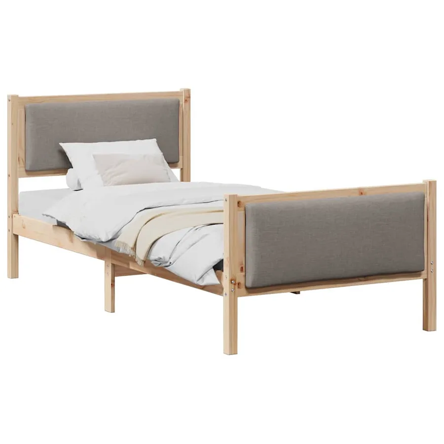 Cadre de lit avec tête de lit Taupe 90 x 200 cm tissu - 3