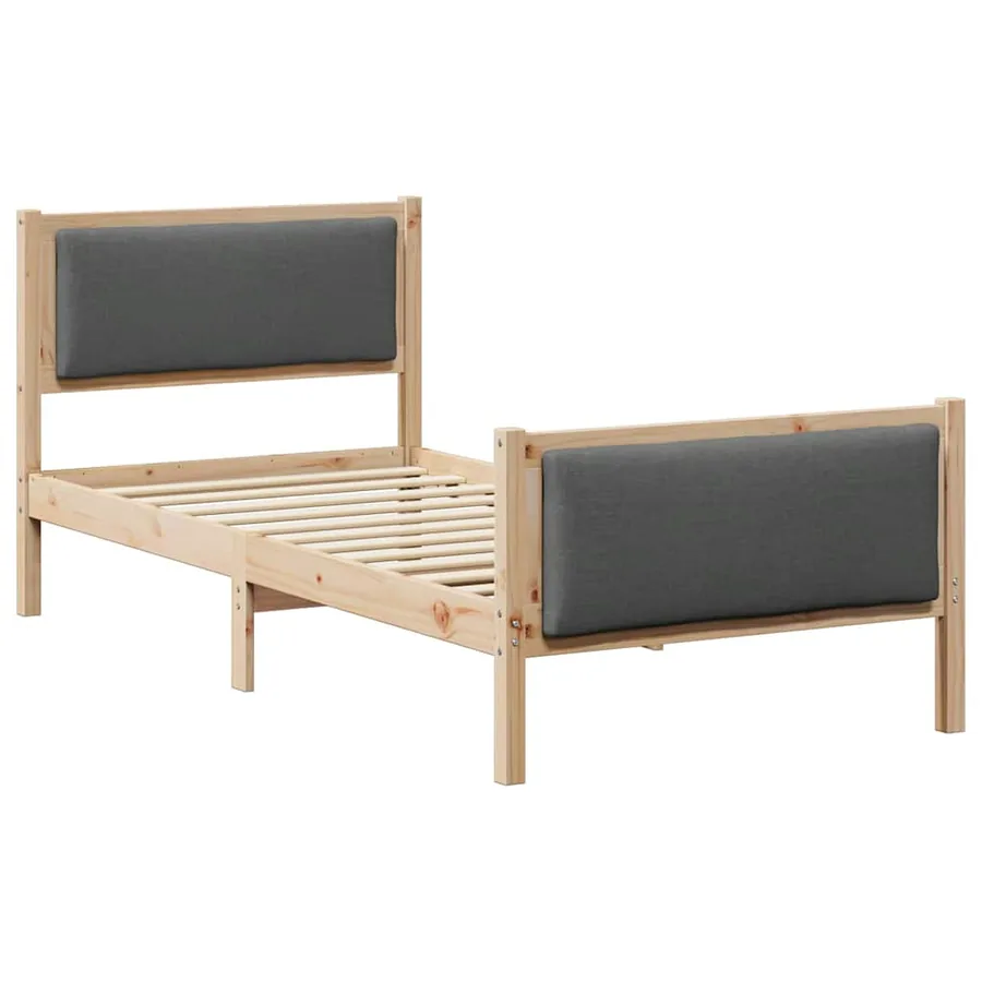 Cadre de lit avec tête de lit Gris foncé 90 x 200 cm tissu - 2
