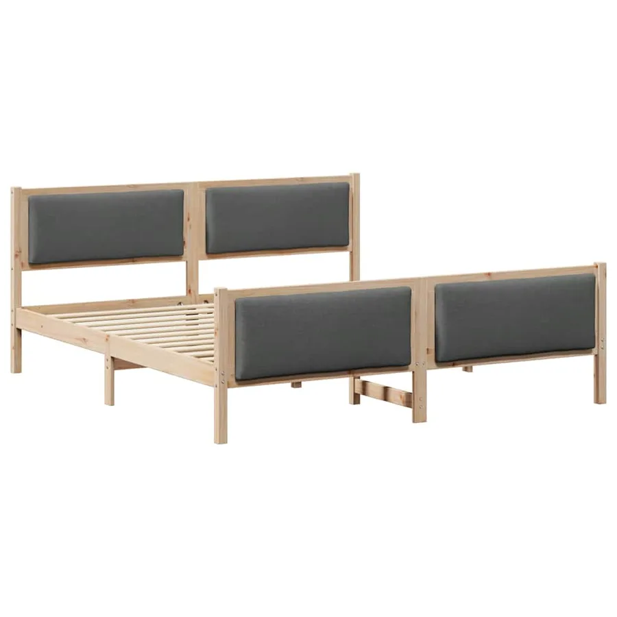 Cadre de lit avec tête de lit Gris foncé 200 x 200 cm tissu - 2