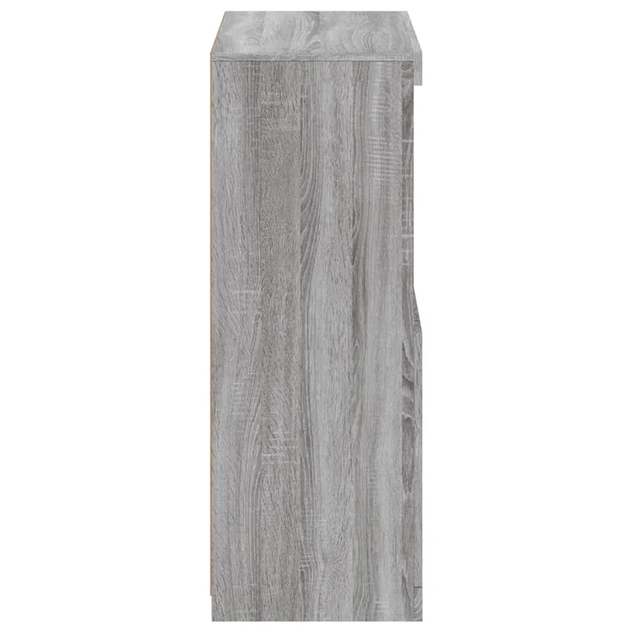 Armoire latérale et lumières LED sonoma gris bois d'ingénierie - 8