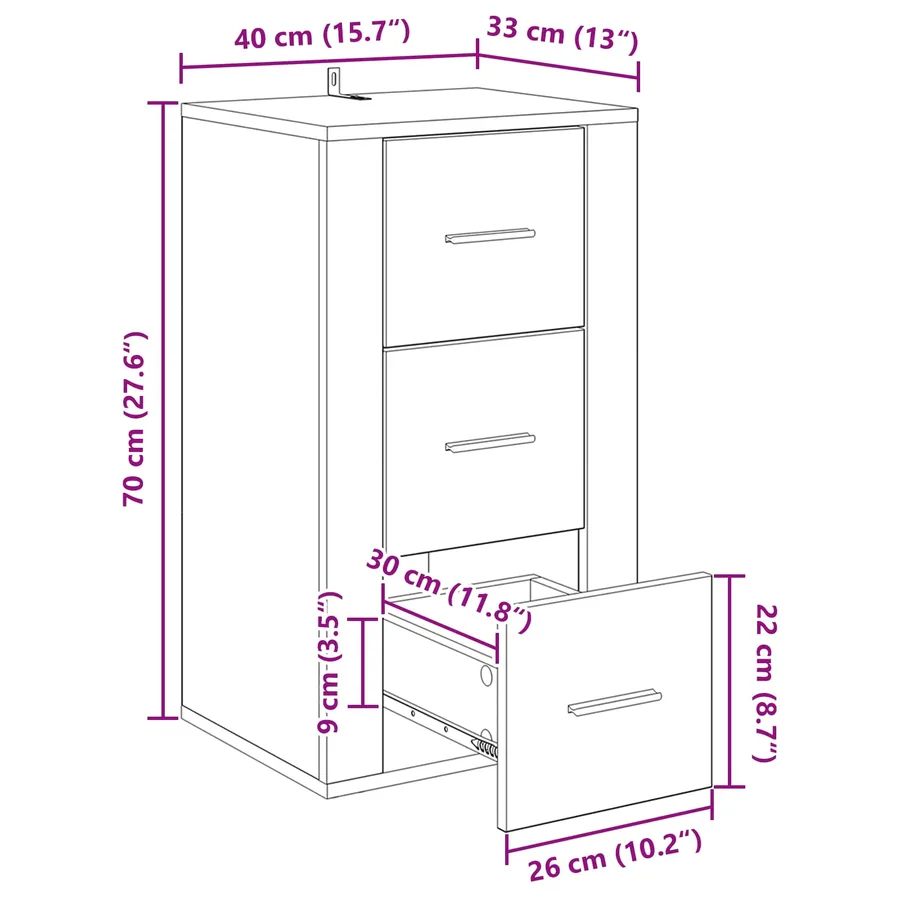 Buffet Bois ancien 40 x 33 x 70 cm Bois d'ingénierie - 12