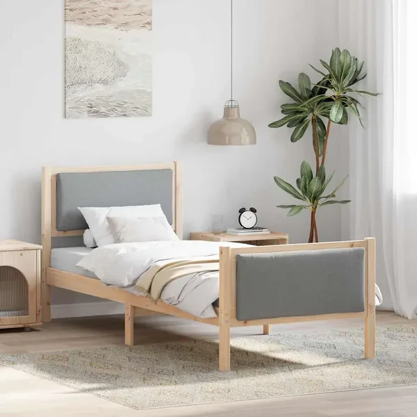 Cadre de lit avec tête de lit Gris clair 75 x 190 cm tissu