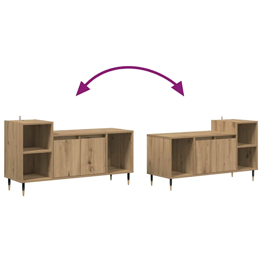 Meuble TV 100 x 35 x 55 cm Chêne artisanal Bois d'ingénierie - 10