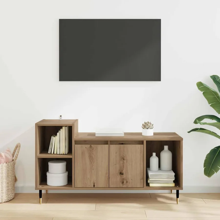 Meuble TV 100 x 35 x 55 cm Chêne artisanal Bois d'ingénierie - 4