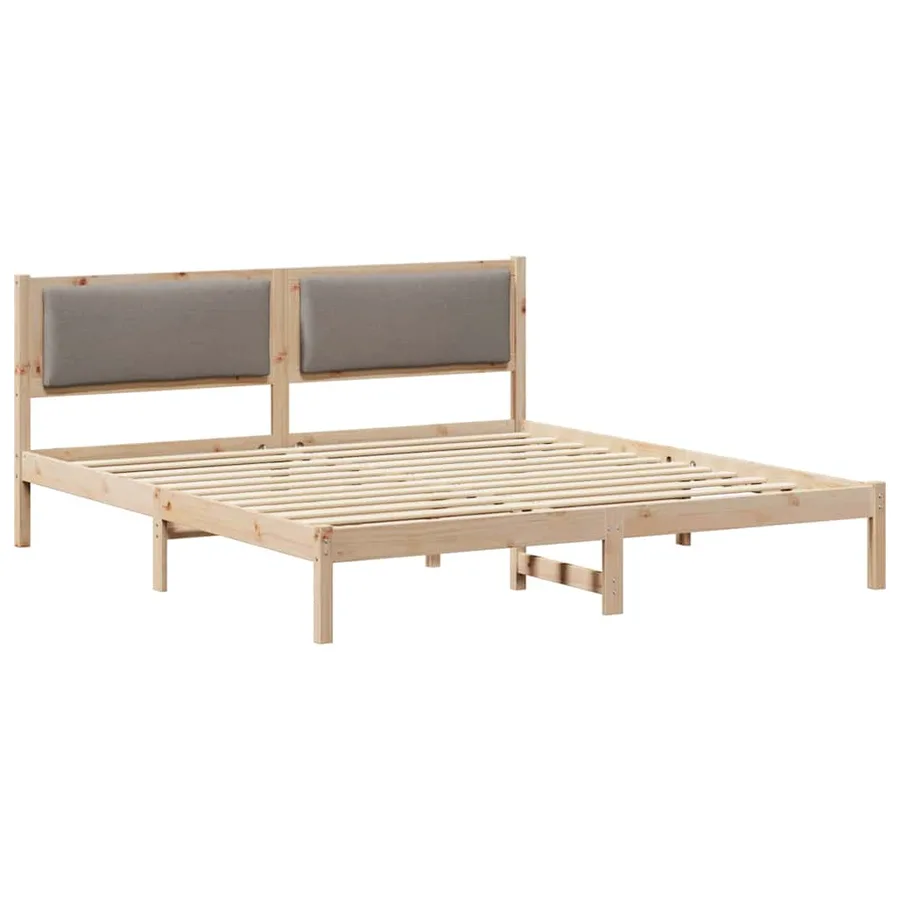 Cadre de lit avec tête de lit Taupe 200 x 200 cm Pin massif - 2