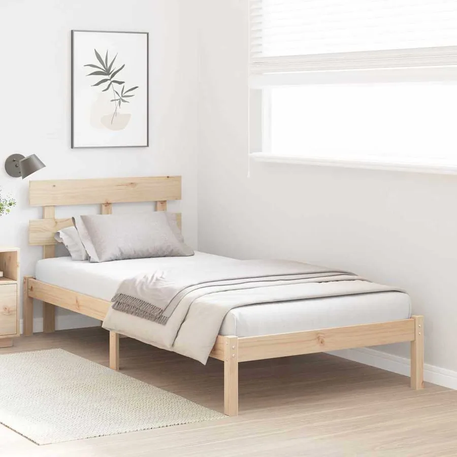 Cadre de lit Marron 100 x 200 cm Bois de pin massif - 3