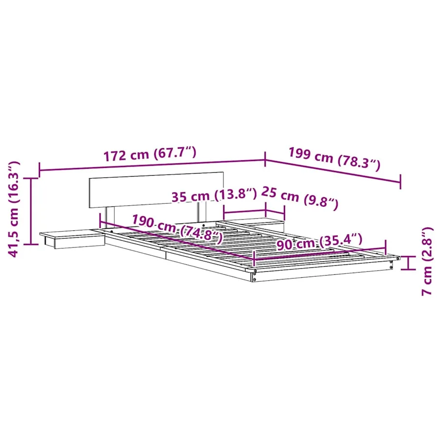Cadre de lit Marron 90 x 190 cm bois - 8