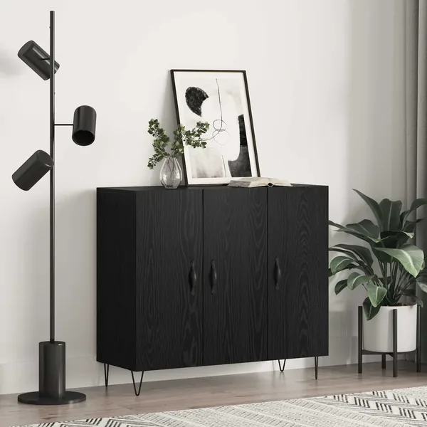 Buffet Chêne noir 90 x 32,5 x 80 cm Bois d'ingénierie