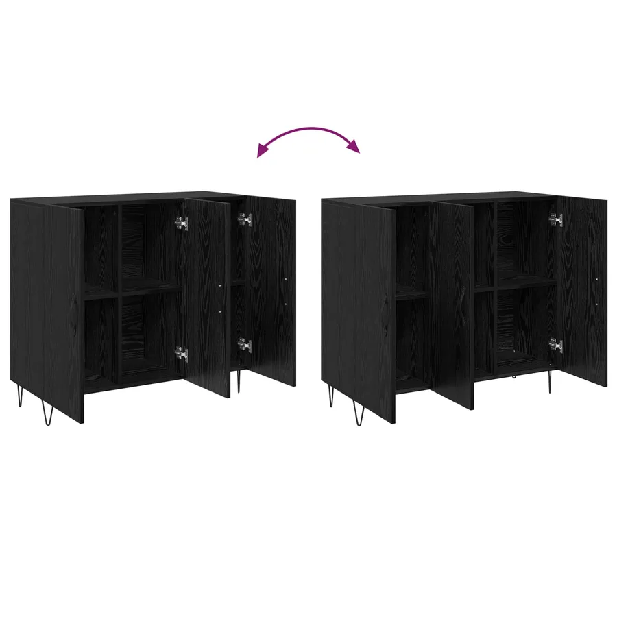 Buffet Chêne noir 90 x 32,5 x 80 cm Bois d'ingénierie - 10