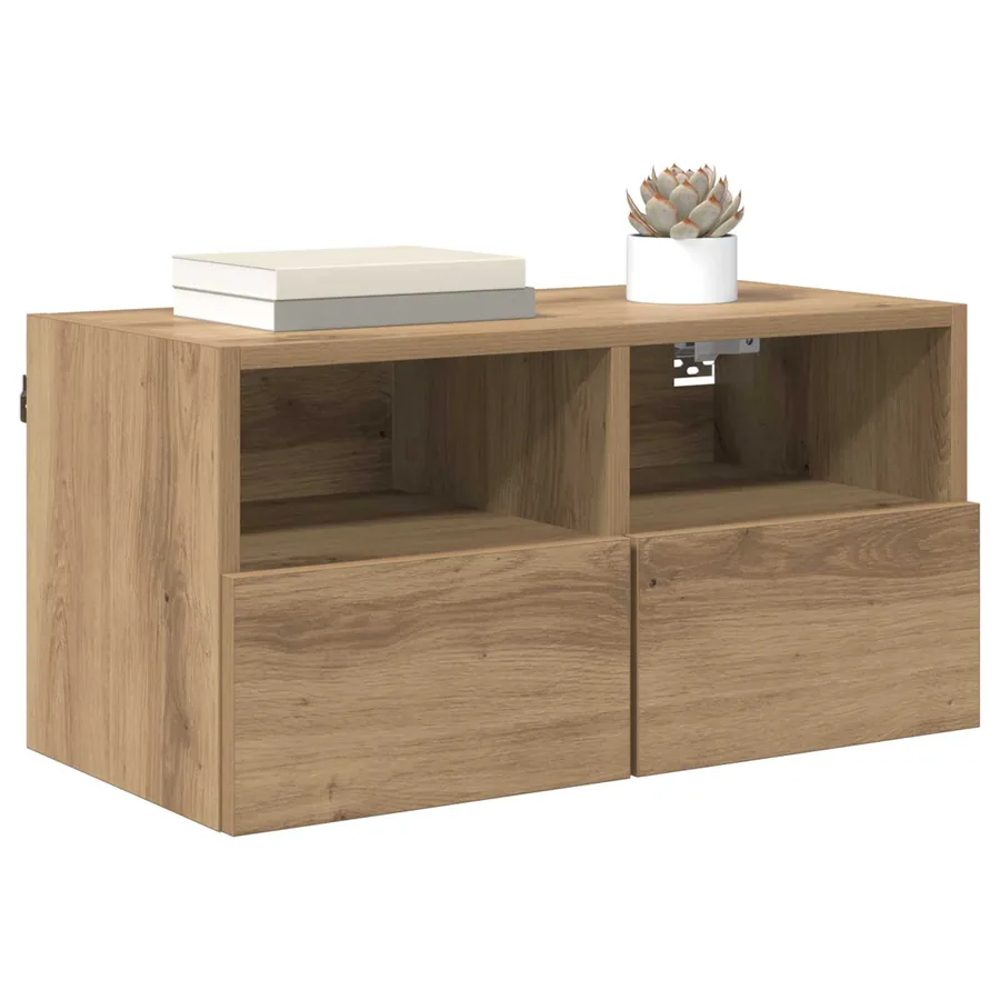 Meubles TV muraux 2 pcs Chêne artisanal Bois d'ingénierie - 3