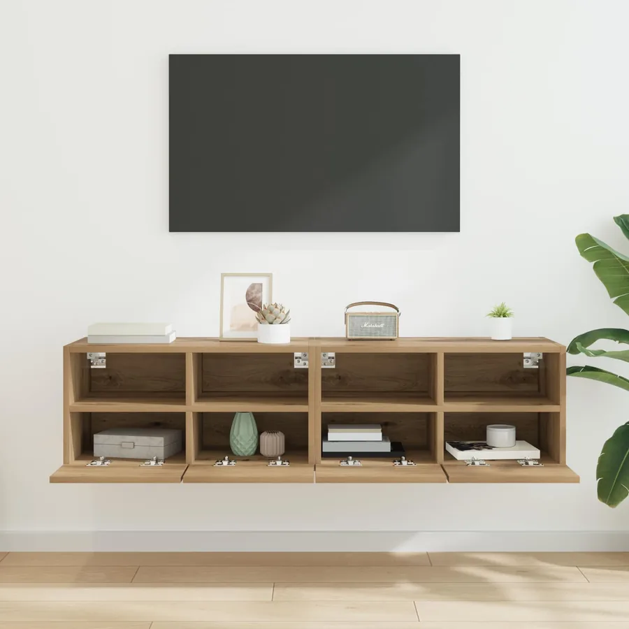 Meubles TV muraux 2 pcs Chêne artisanal Bois d'ingénierie - 4