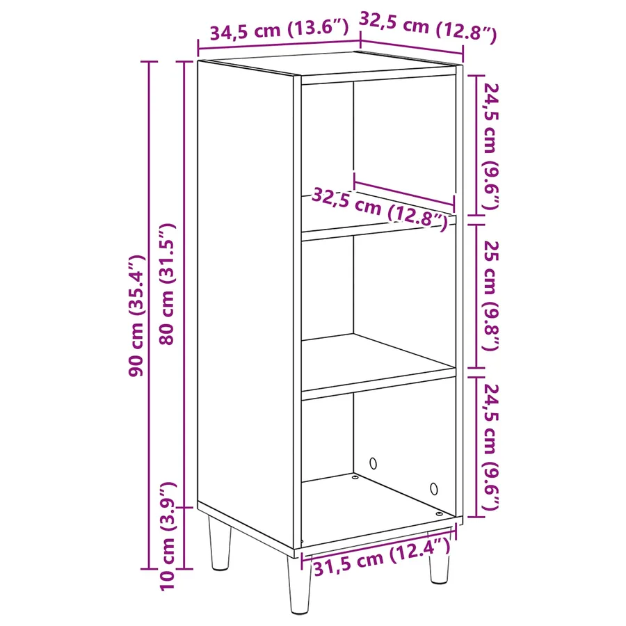 Buffet Chêne artisanal 34,5 x 32,5 x 90 cm Bois d'ingénierie - 13