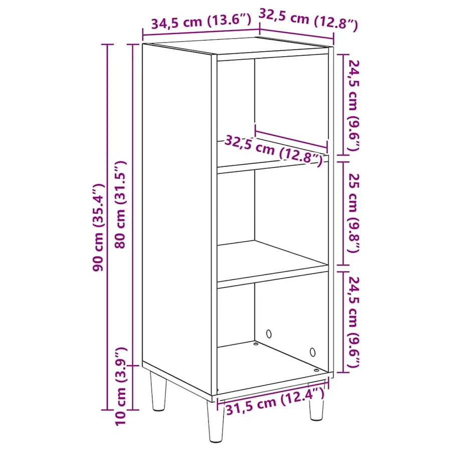 Buffet Chêne artisanal 34,5 x 32,5 x 90 cm Bois d'ingénierie - 14