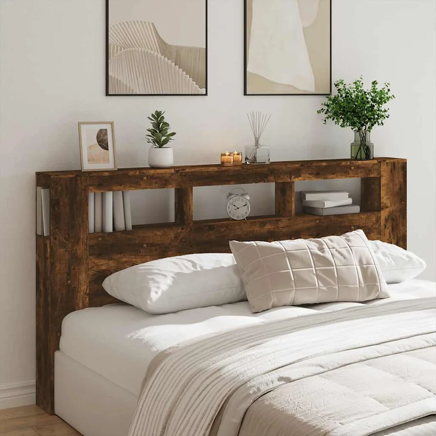 Tête de lit à LED chêne fumé 200x18,5x103,5cm bois d'ingénierie - 3