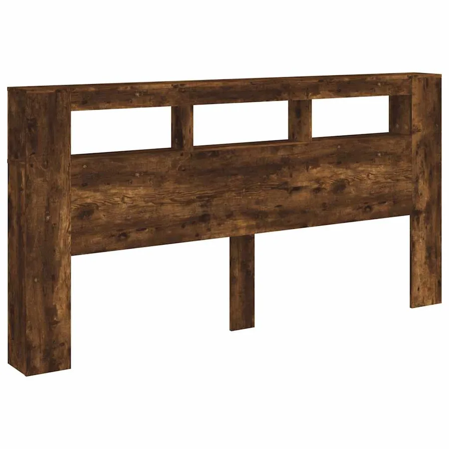 Tête de lit à LED chêne fumé 200x18,5x103,5cm bois d'ingénierie - 5
